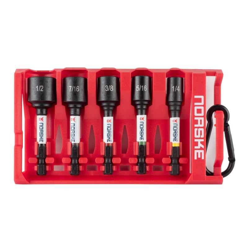 Norske Tools NIBPI650 Impact Torsion Magnetic Nutsetters (1/4", 5/16", 3/8", 7/16" and 1/2") 5pc Pack Clip - Image 1